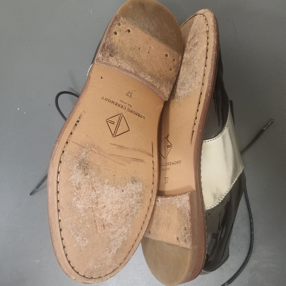 Opening Ceremony Oxfords Black and gold laced up loafers Sz 37 - Picture 10 of 10